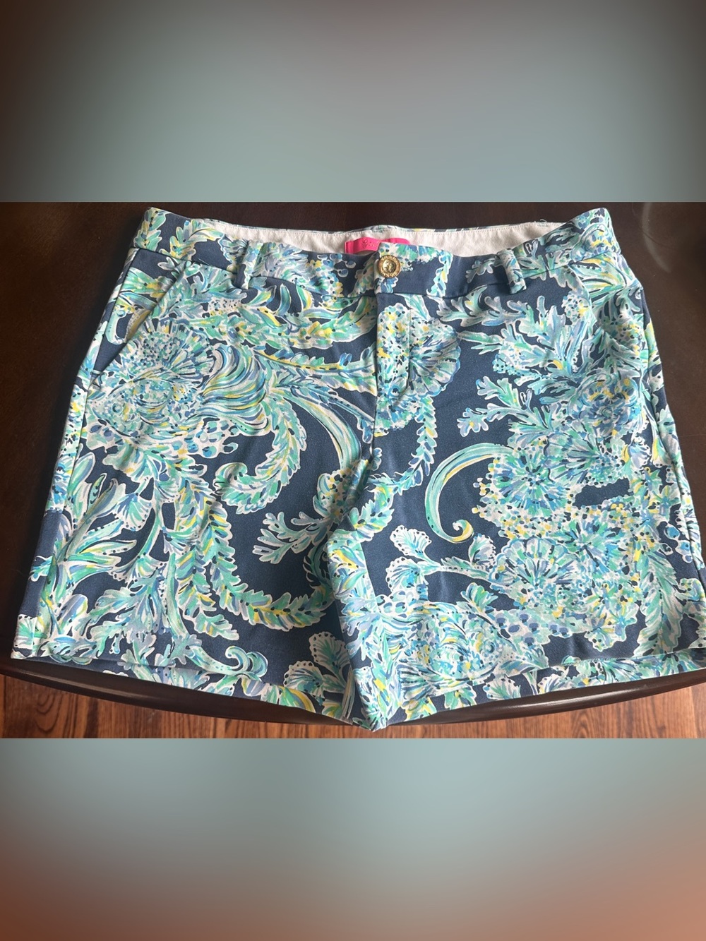 Lilly Pulitzer High Tide‎ Navy Scuba Doo Jayne Knit 7” Shorts Size 12